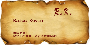 Raics Kevin névjegykártya